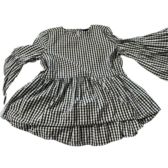 Who What Wear women's size medium black and white checkered blouse with … - Picture 1 of 6